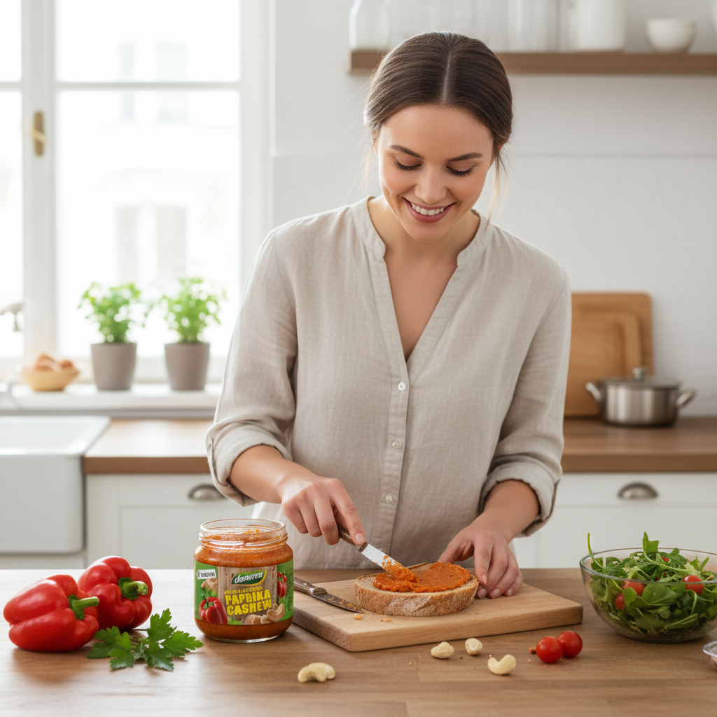 Cremă Tartinabilă Bio cu Ardei Roșu și Caju Dennree 180g - Aperitiv Vegan 3