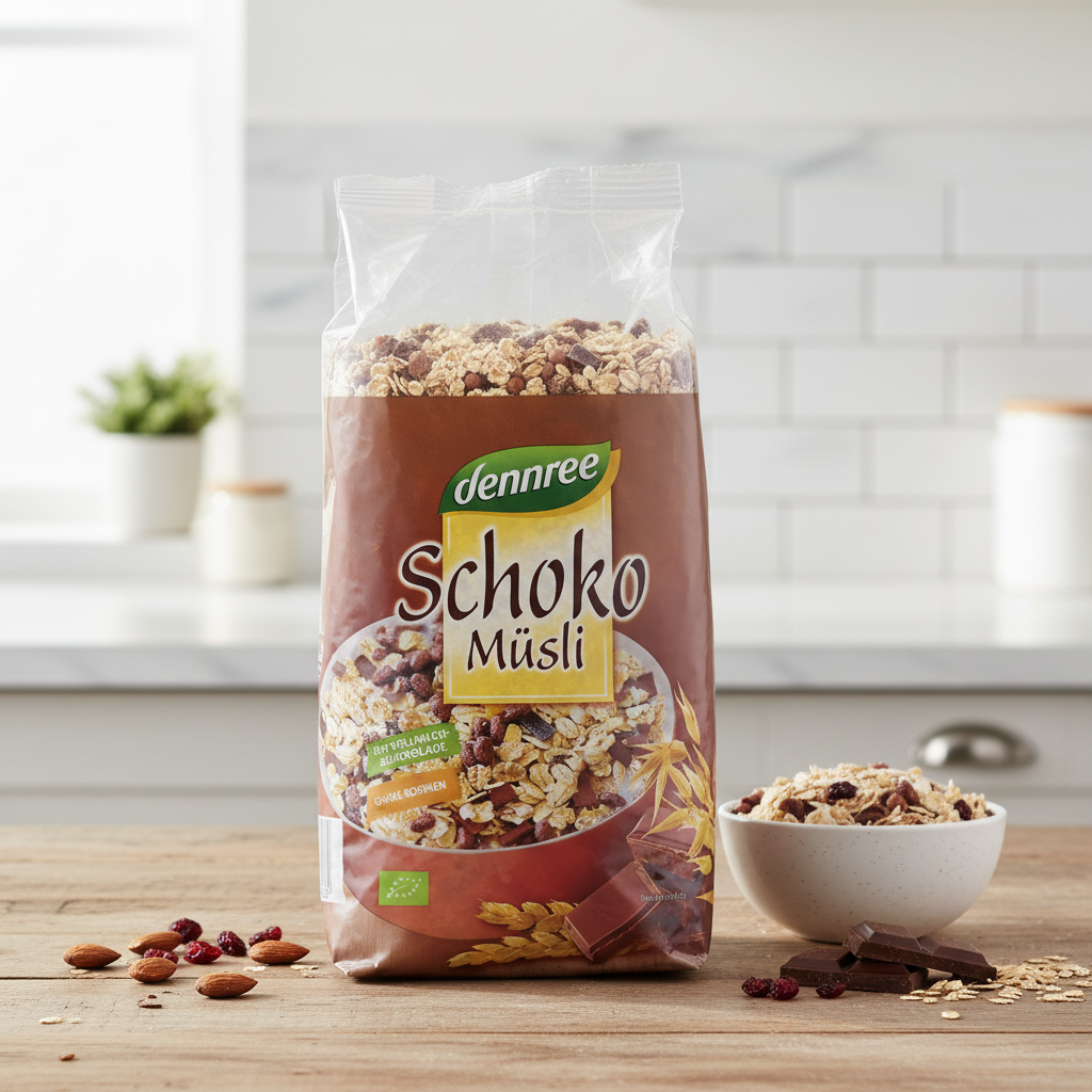 Musli Crocant Bio cu Ciocolată și Cereale Integrale Dennree 750g - Mic Dejun Energizant