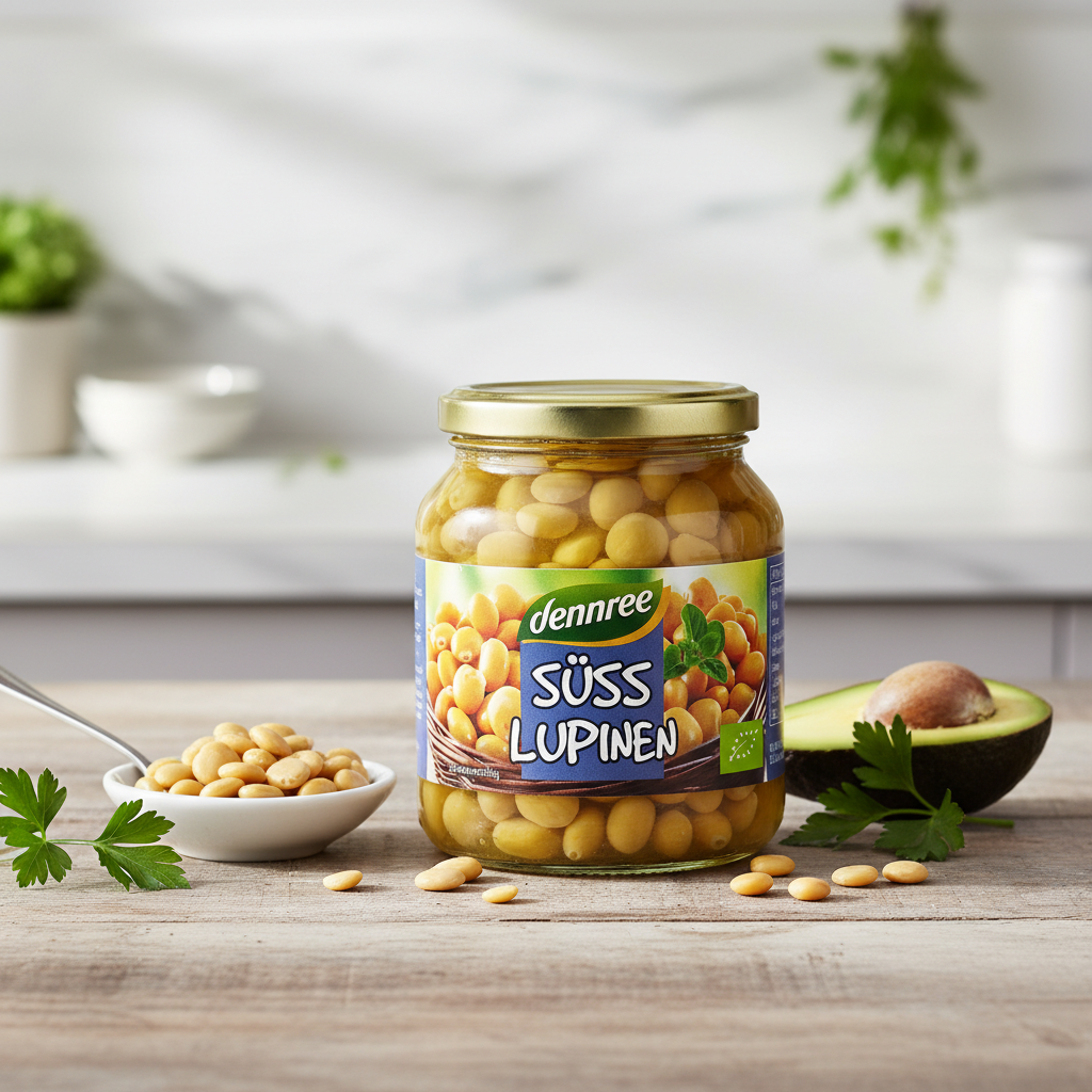 Boabe de Lupin Bio Dennree 340g – Alternativă Proteică Vegetală Gata de Servire