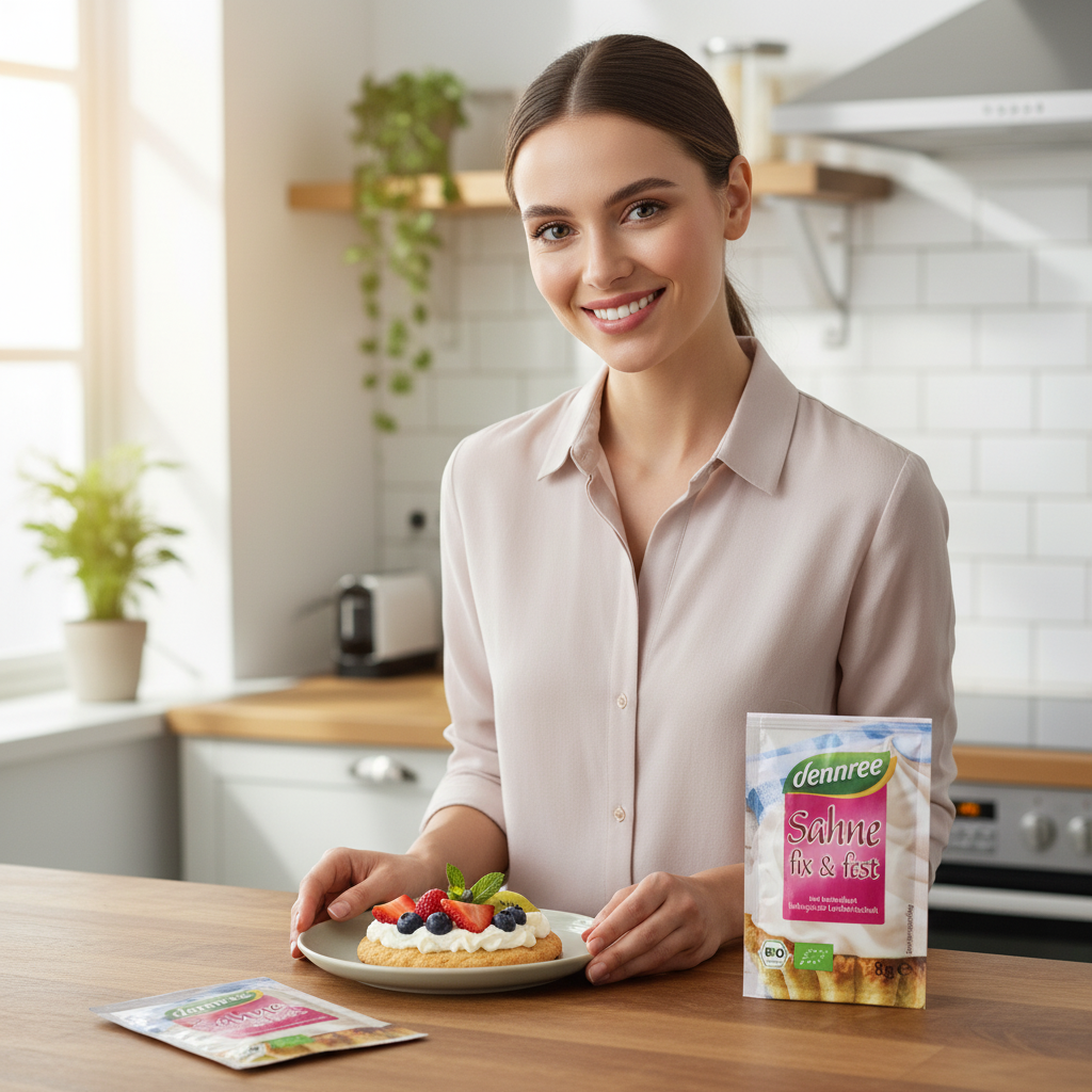 Întăritor de Frișcă Bio Dennree - Set 4 Plicuri (4 x 8g) - Stabilizator Natural pentru Deserturi 3