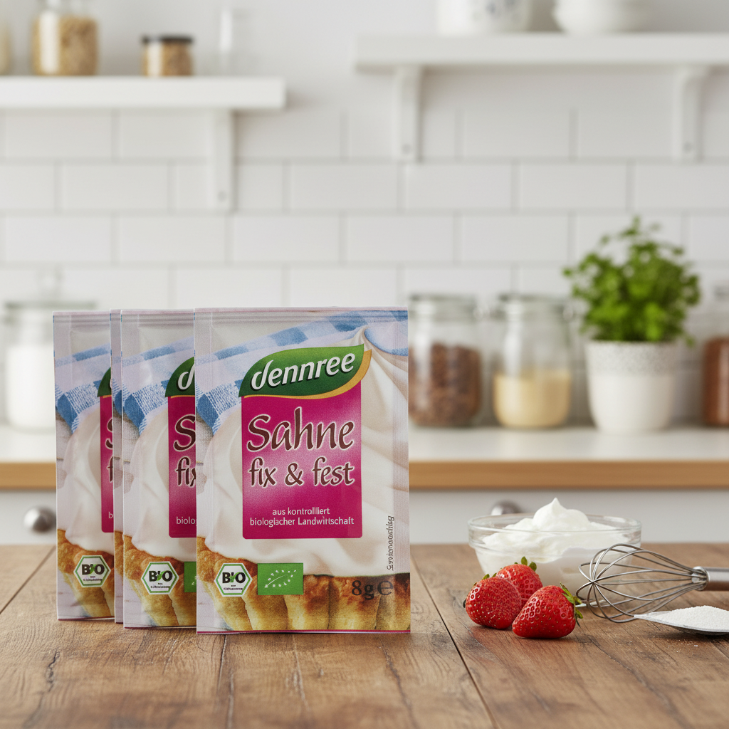 Întăritor de Frișcă Bio Dennree - Set 4 Plicuri (4 x 8g) - Stabilizator Natural pentru Deserturi