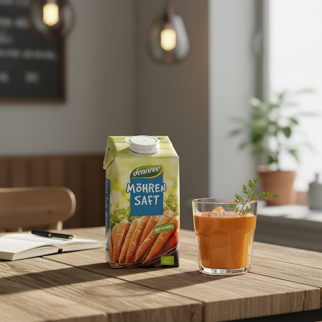 Suc de Morcovi Bio 100% Dennree - Sursă Naturală de Vitamina A, 500ml