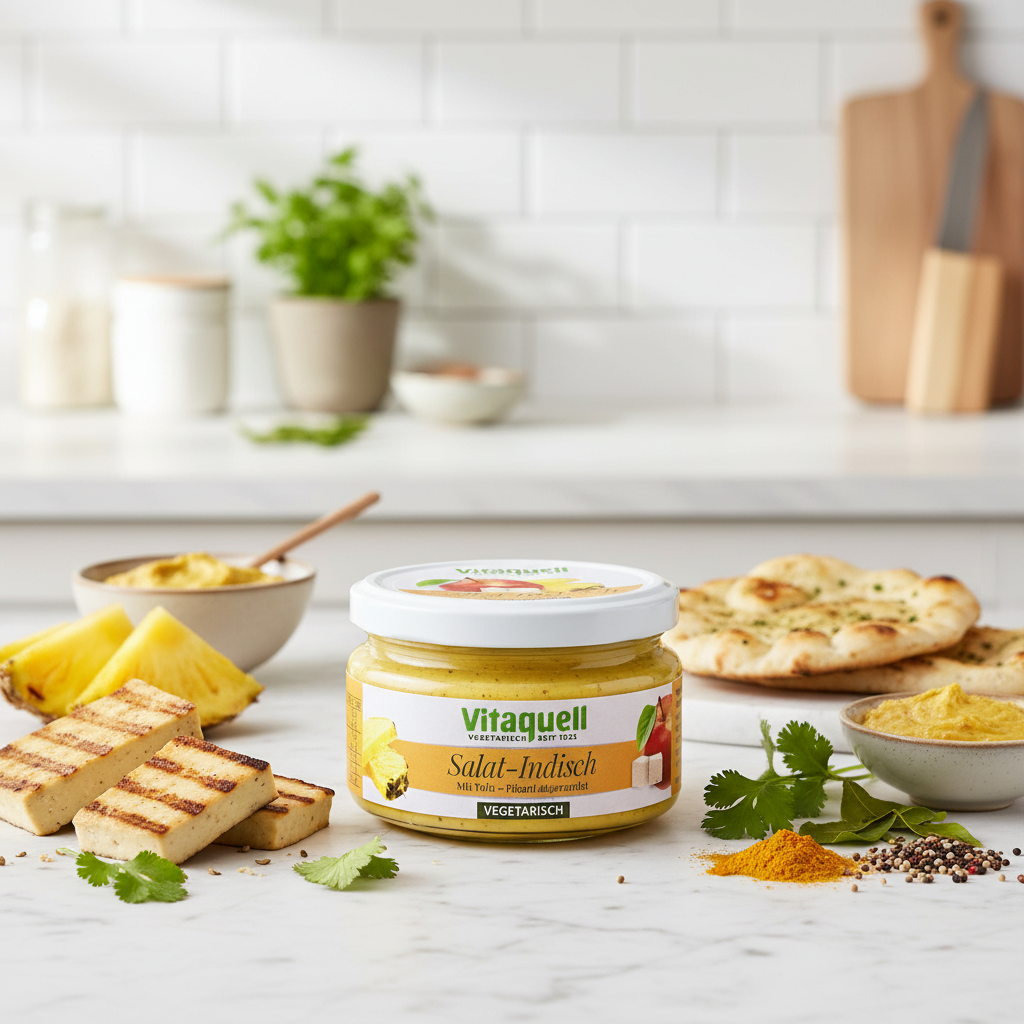 Salată Indiană cu Tofu și Curry Vitaquell 200g - Cremă Tartinabilă Vegetariană, Fără Conservanți 2