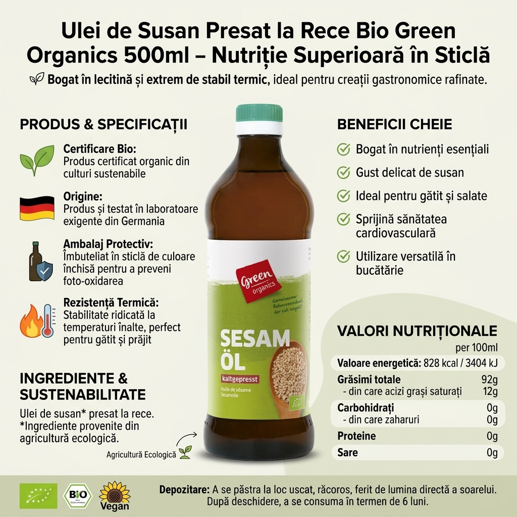 Ulei de Susan Presat la Rece Bio Green Organics 500ml - Nutriție Superioară în Sticlă 4
