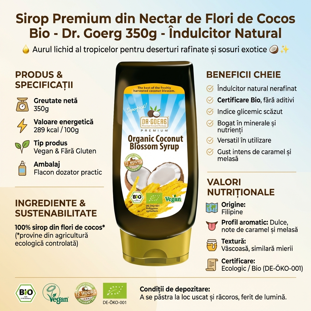Sirop Premium din Nectar de Flori de Cocos Bio - Dr. Goerg 350g - Îndulcitor Natural 4