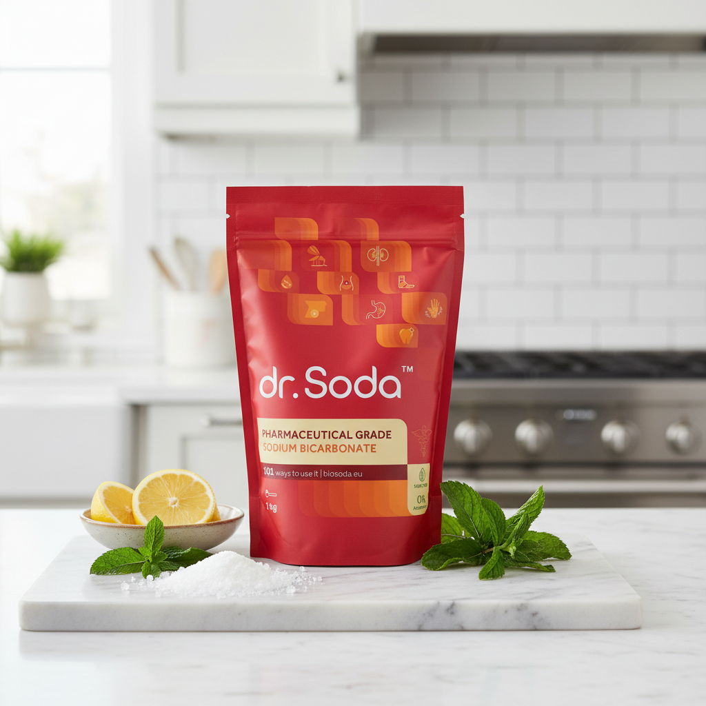 Bicarbonat de Sodiu Grad Farmaceutic Premium - Puritate Testată & Fără Aluminiu - 1kg Dr. Soda