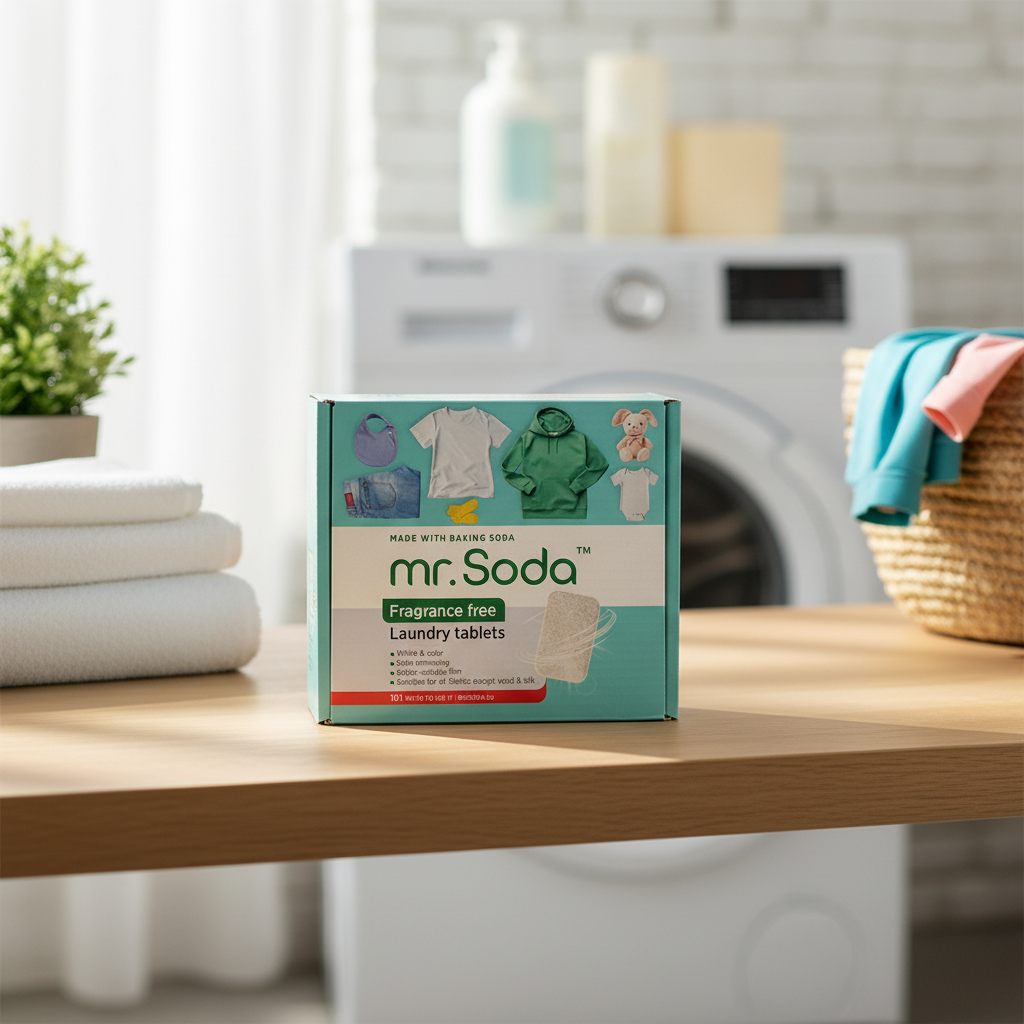 Tablete pentru Mașina de Spălat Rufe cu Bicarbonat de Sodiu Mr. Soda, Fără Parfum, 30 Bucăți