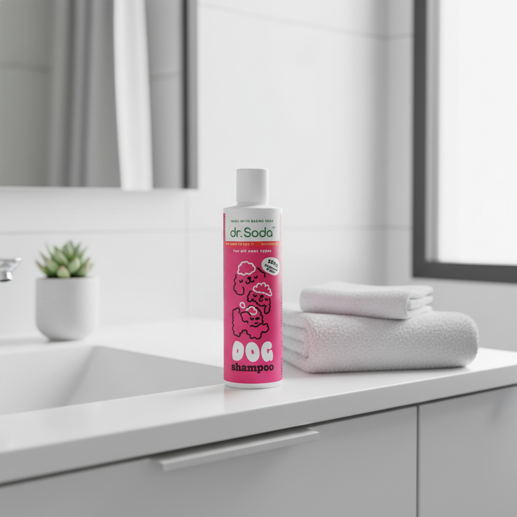 Șampon Natural pentru Câini Dr.Soda cu Bicarbonat de Sodiu și Pantenol, 250ml - Curățare Delicată Fără Parfum