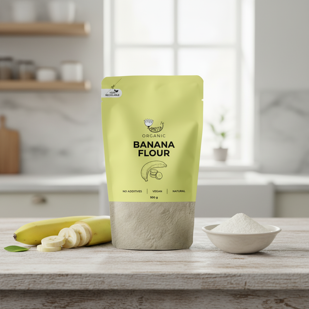 Făină de Banane Bio 500g Amrita - Alternativă Vegană și Fără Gluten pentru Rețete Sănătoase