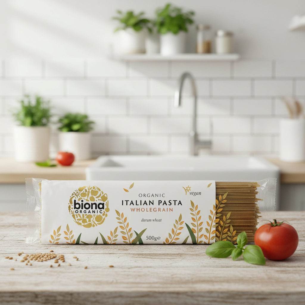 Spaghetti Integrale din Grâu Dur Bio Biona - Paste Vegane Artizanale din Nordul Italiei 500g