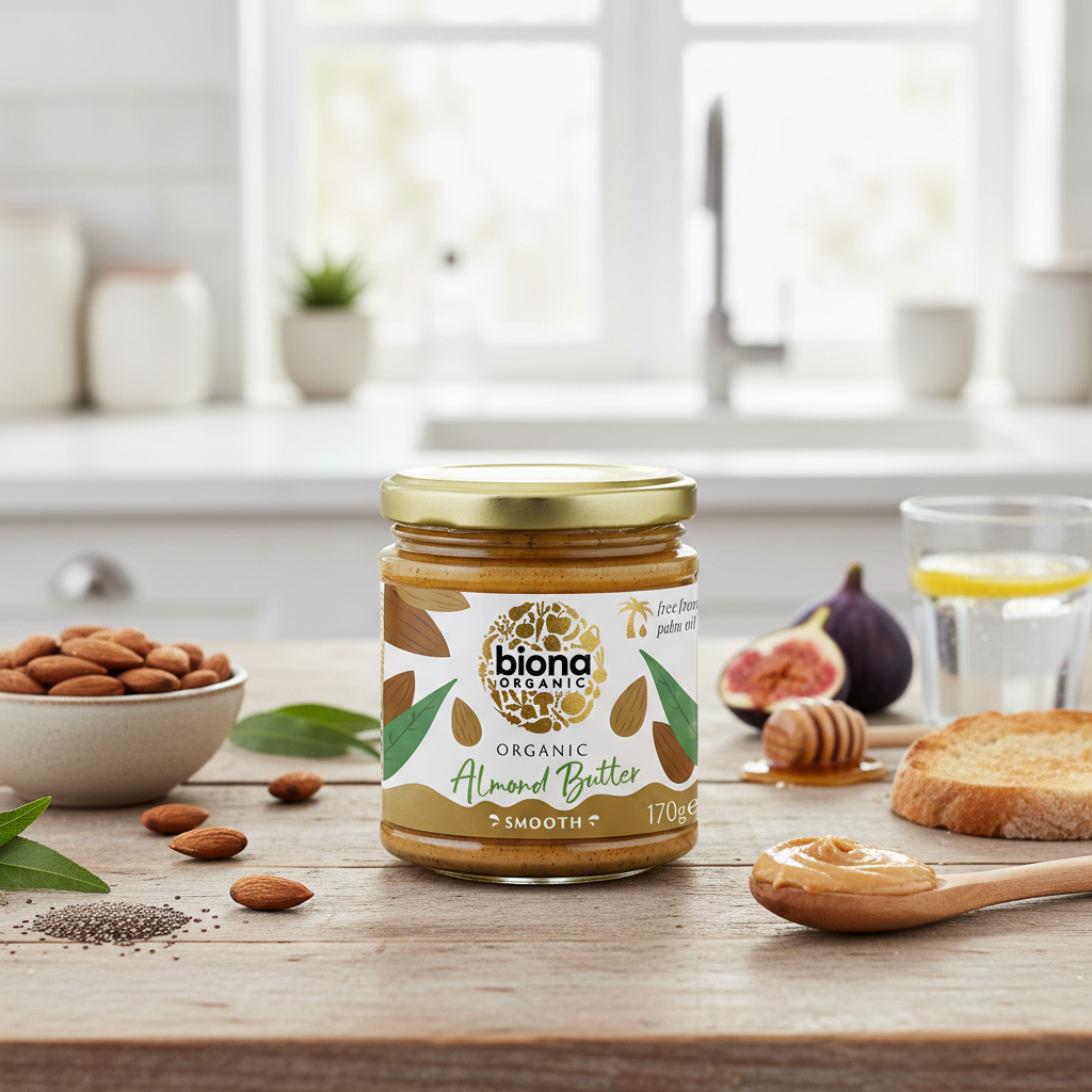 Cremă de Migdale Smooth Bio Biona | Pastă Fină din 100% Migdale Coapte Fără Ulei de Palmier - 170g 2