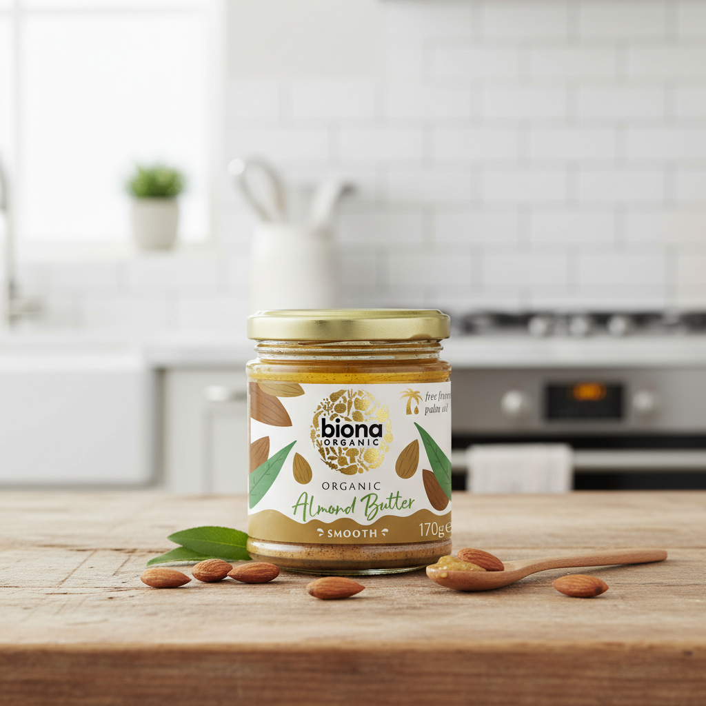 Cremă de Migdale Smooth Bio Biona | Pastă Fină din 100% Migdale Coapte Fără Ulei de Palmier - 170g