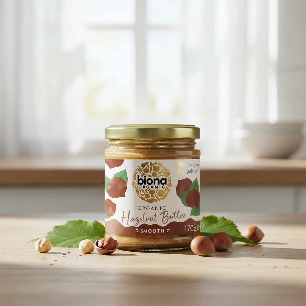 Cremă de Alune de Pădure Bio 100% Naturală Biona - Fără Ulei de Palmier sau Zahăr Adăugat, 170g