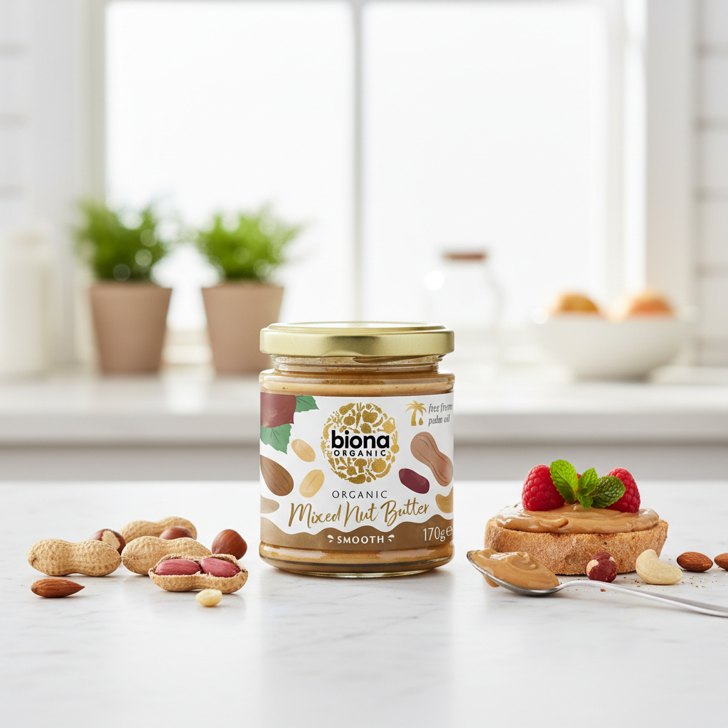 Cremă Bio din Mix de 4 Nuci (Arahide, Alune, Caju, Migdale) - Biona Organic, 170g 2