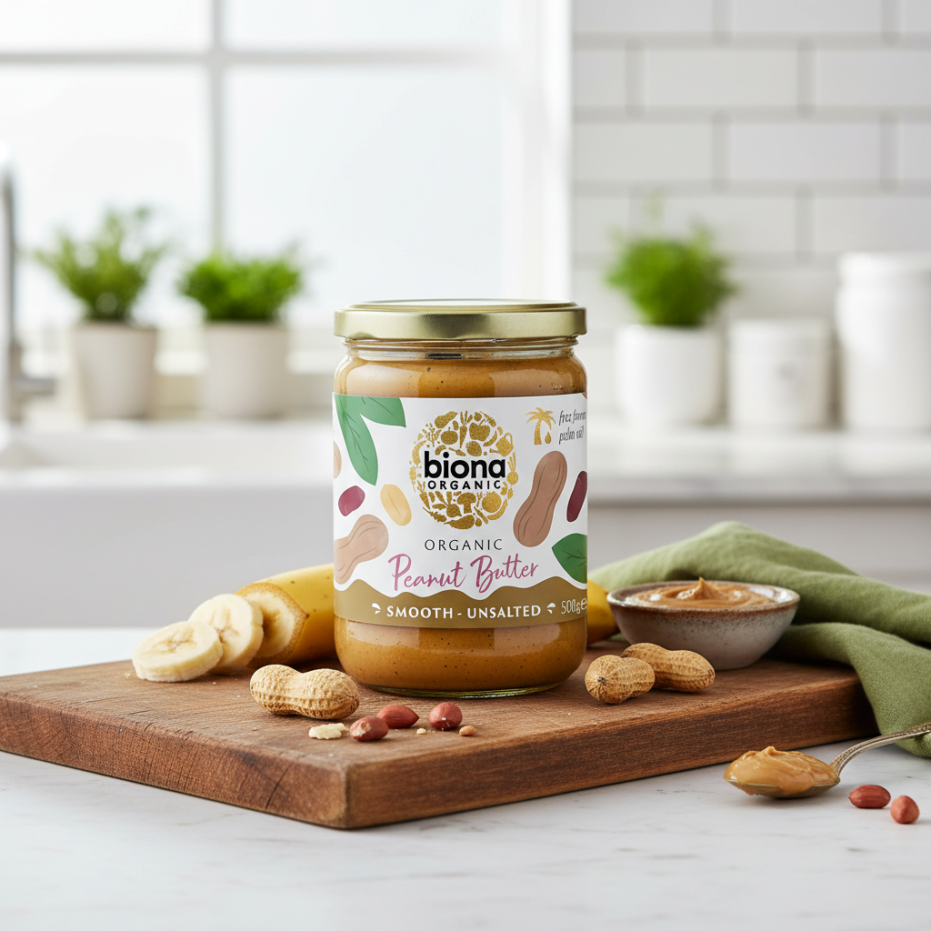 Cremă de Arahide Bio Smooth, Fără Sare - Biona Organic 500g - Sursă Naturală de Proteine