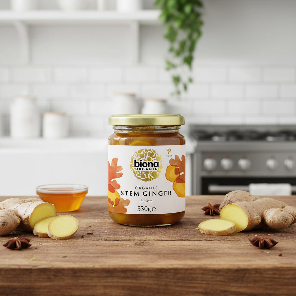 Muguri de Ghimbir în Sirop Bio – Delicatesă Dulce-Picantă Biona 330g