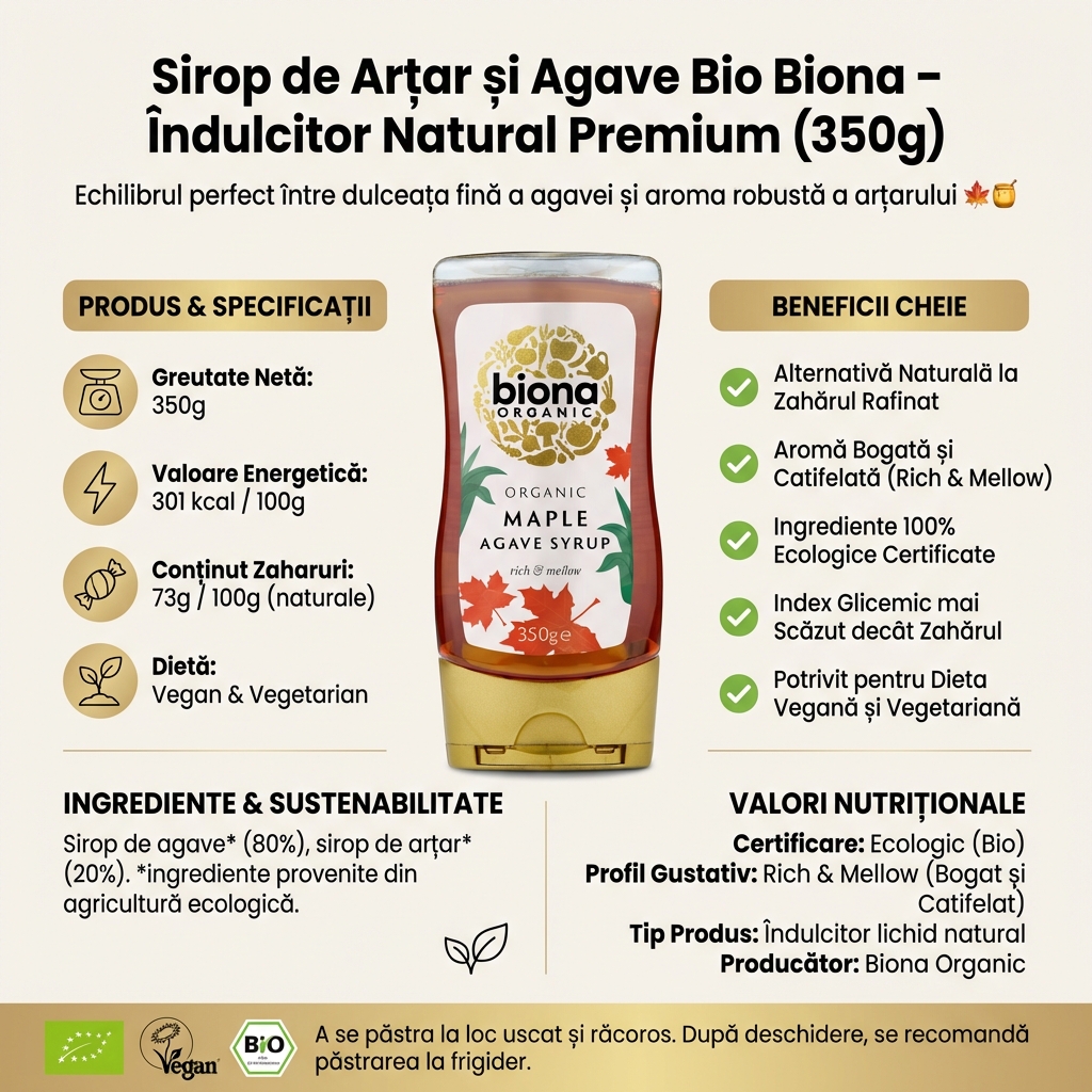Sirop de Arțar și Agave Bio Biona – Îndulcitor Natural Premium (350g) 4