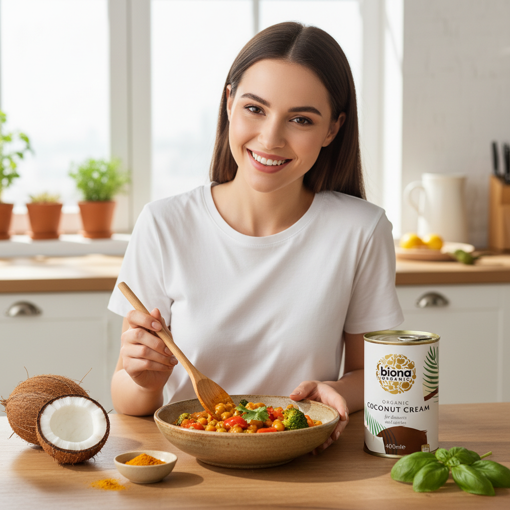 Cremă de Cocos Bio Biona 400ml – Textură Densă și Bogată pentru Preparate Culinare 3