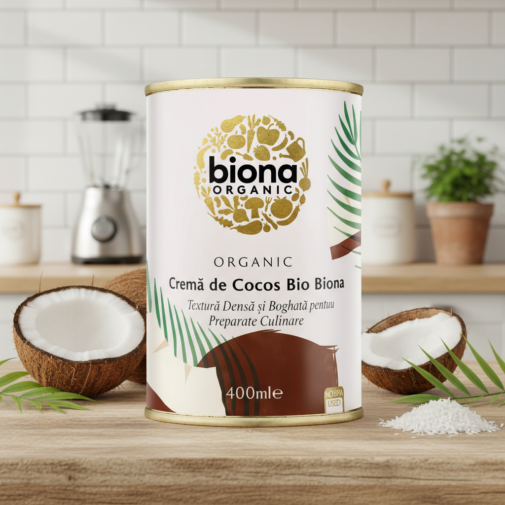 Cremă de Cocos Bio Biona 400ml – Textură Densă și Bogată pentru Preparate Culinare