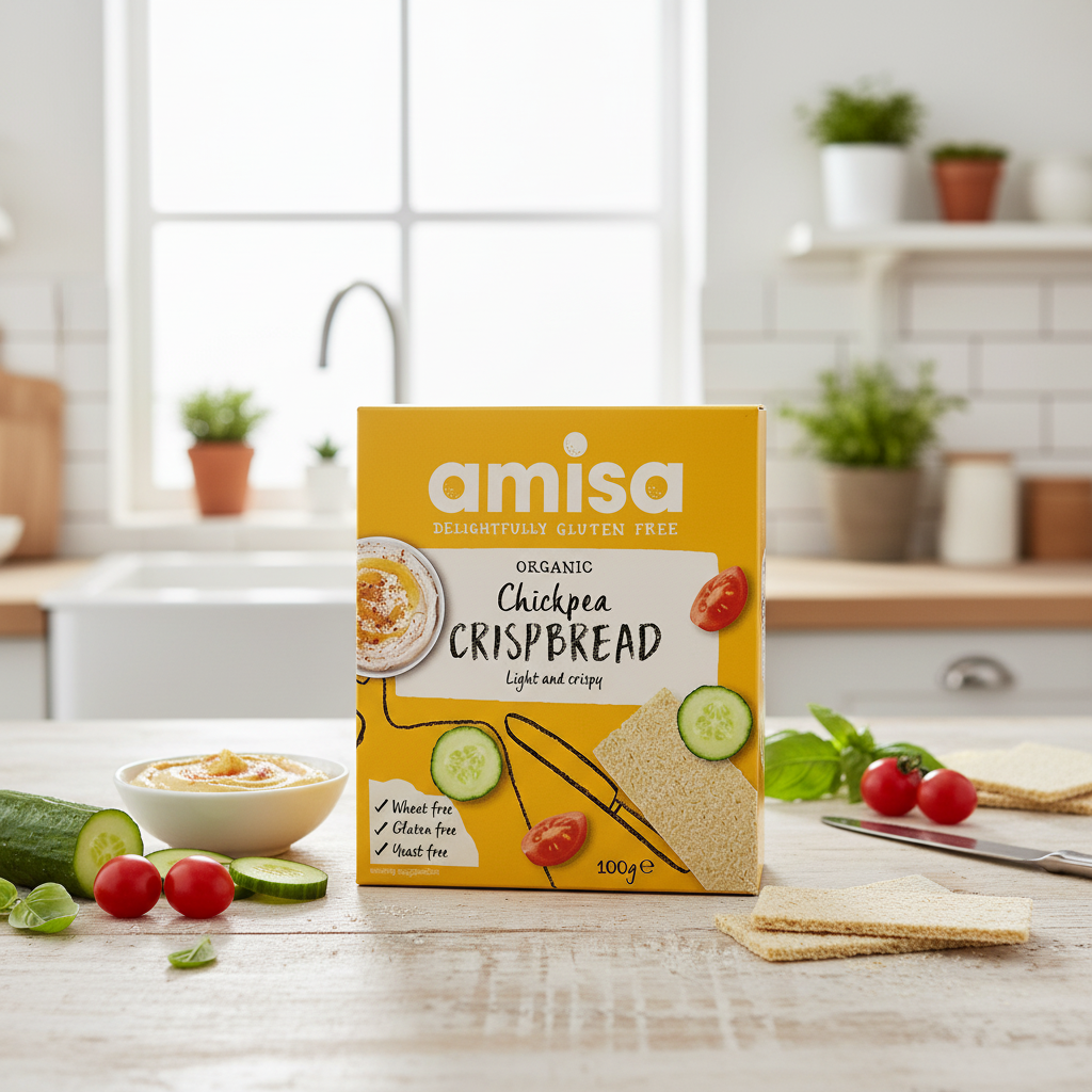 Pâinici Crocante Crispbread cu Năut Bio Fără Gluten 100g Amisa - Gustare Vegană 2