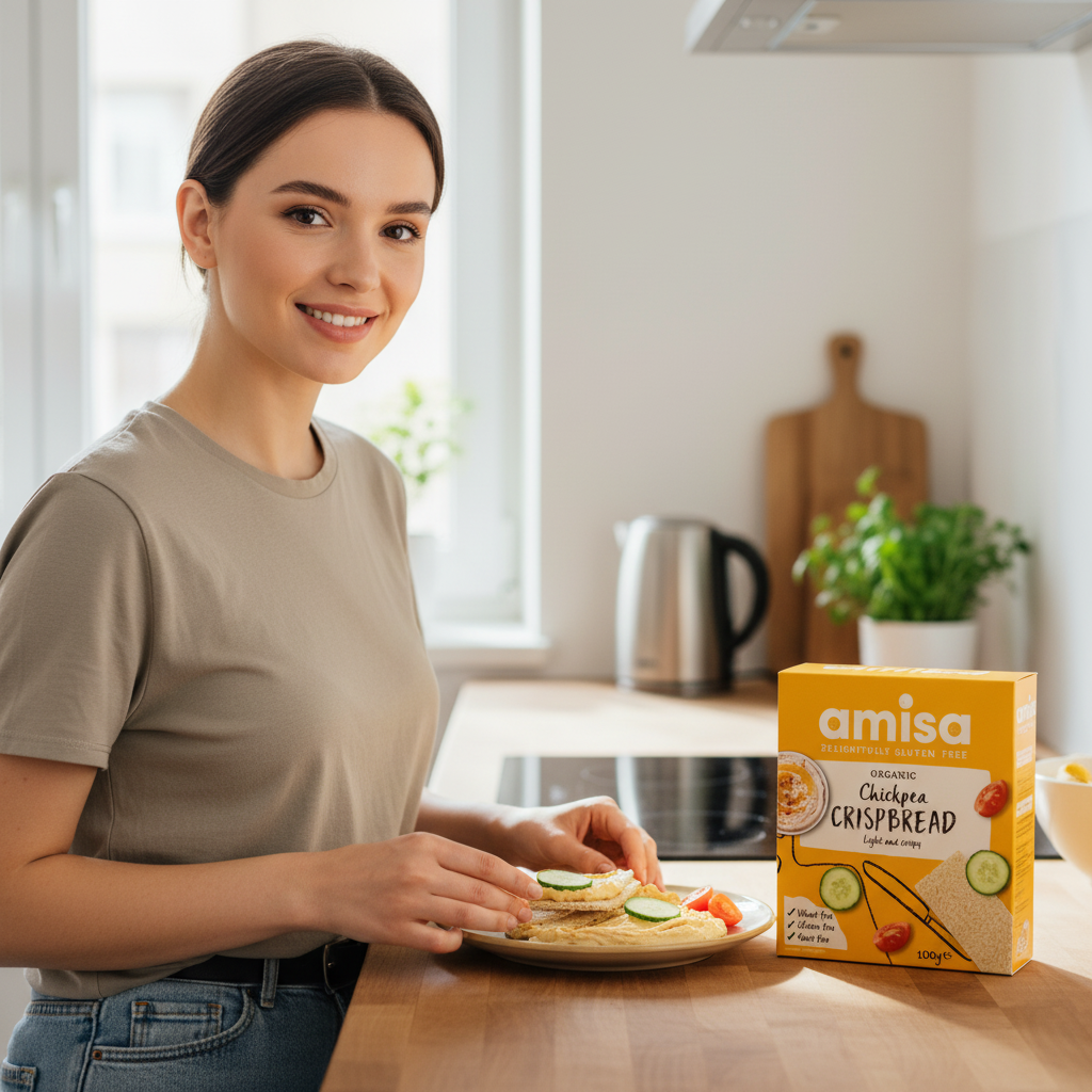 Pâinici Crocante Crispbread cu Năut Bio Fără Gluten 100g Amisa - Gustare Vegană 3