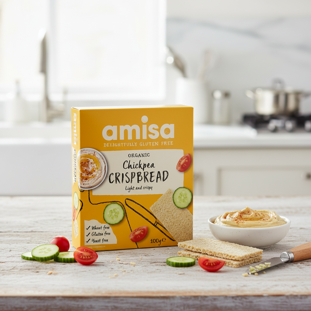 Pâinici Crocante Crispbread cu Năut Bio Fără Gluten 100g Amisa - Gustare Vegană