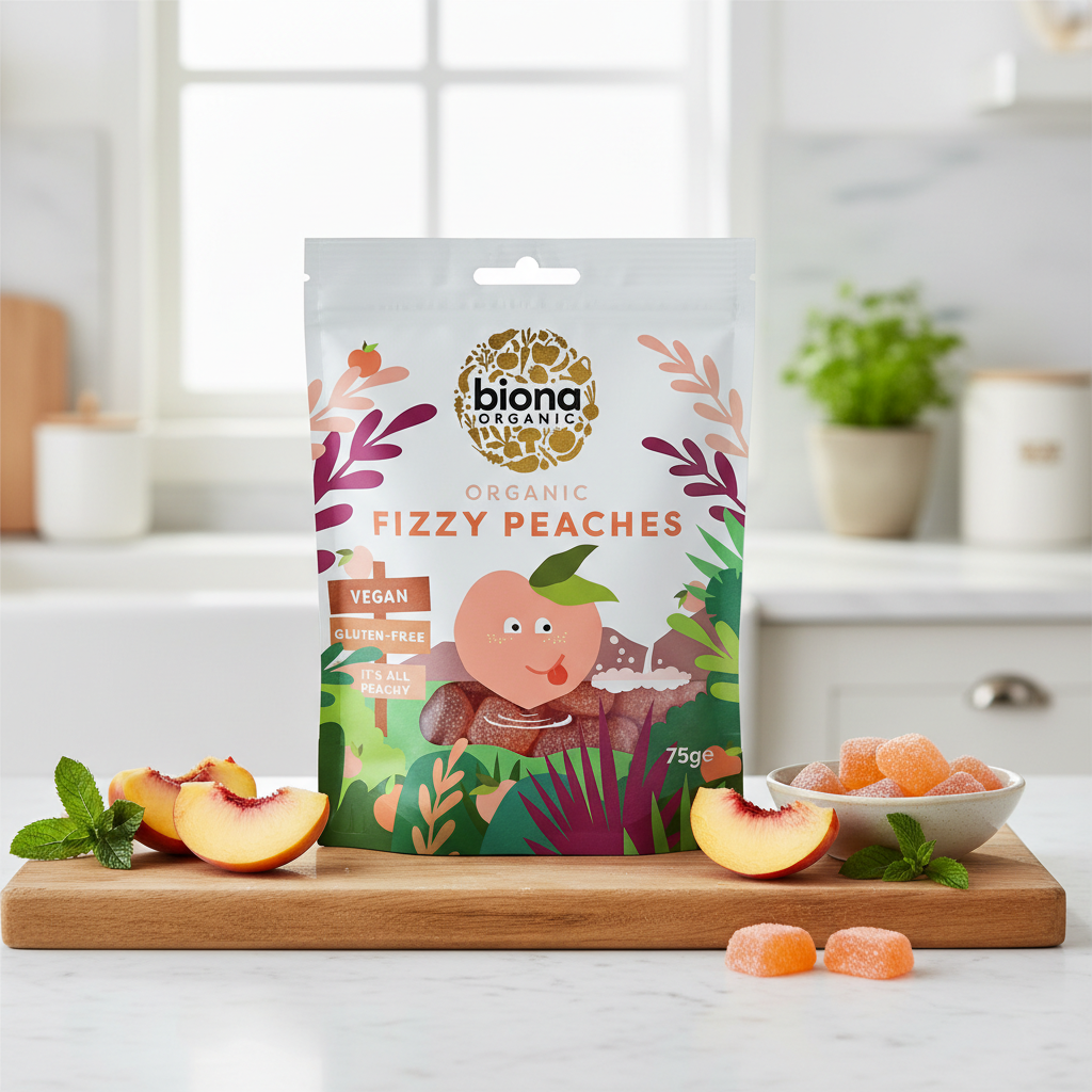 Jeleuri Bio Acidulate cu Aromă de Piersici Biona Organic - Vegan & Fără Gluten 75g