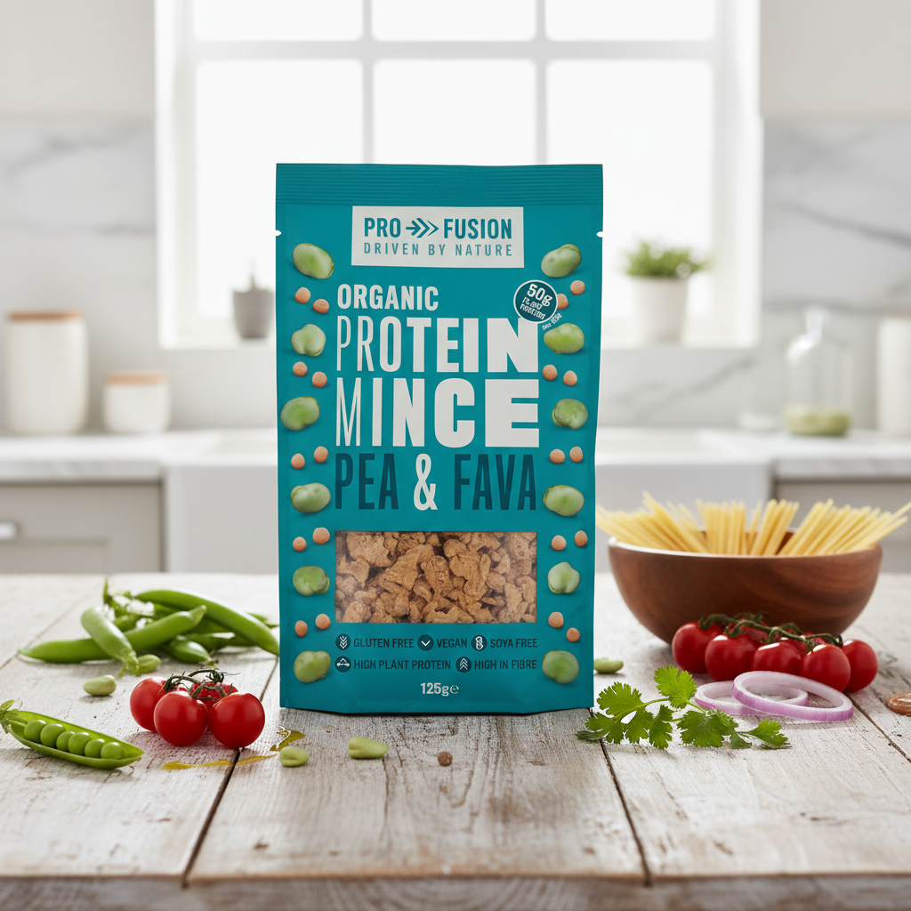 Proteină Vegetală Texturată Bio din Mazăre și Fava Mince - Alternativă la Carne Tocată Profusion 125g 2