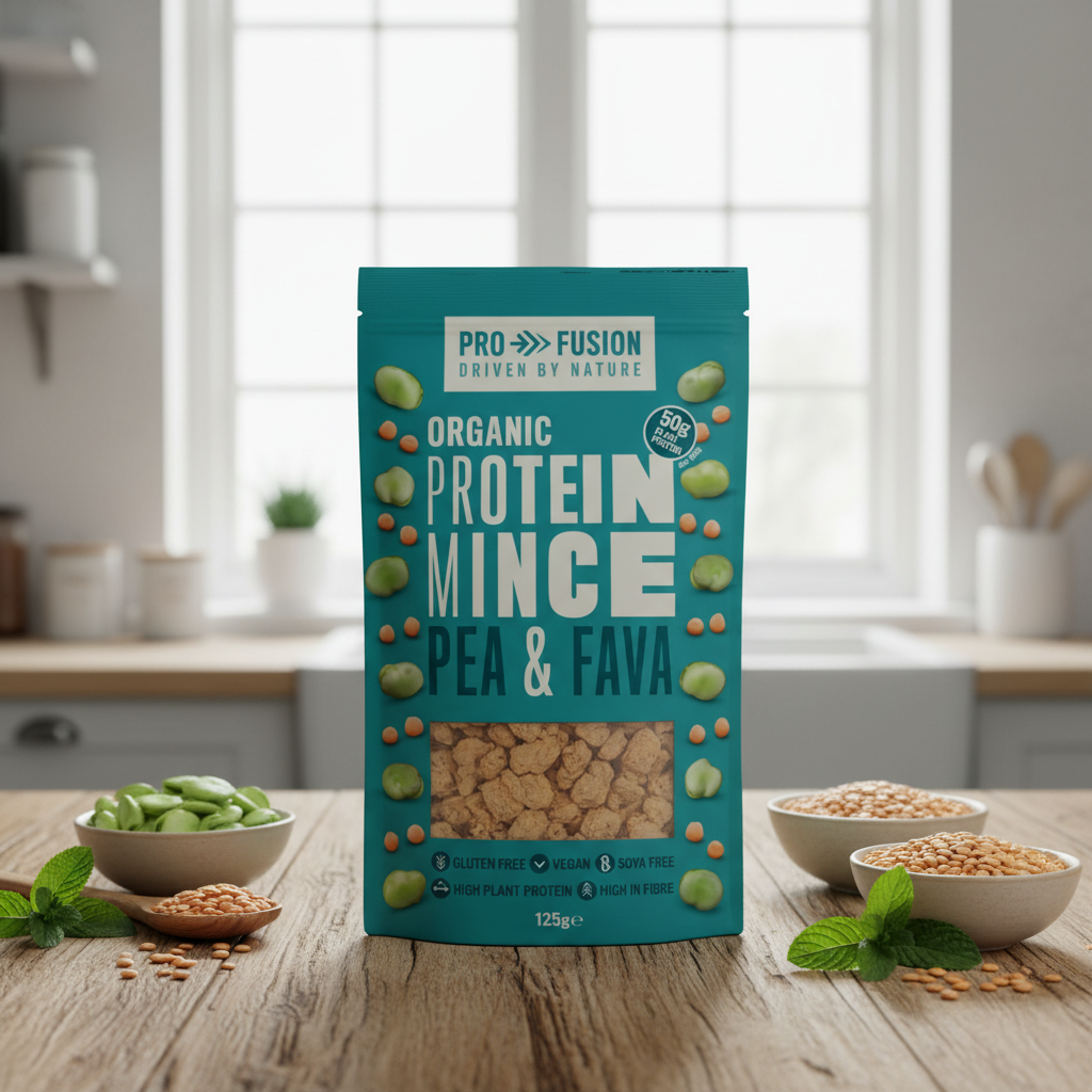 Proteină Vegetală Texturată Bio din Mazăre și Fava Mince - Alternativă la Carne Tocată Profusion 125g