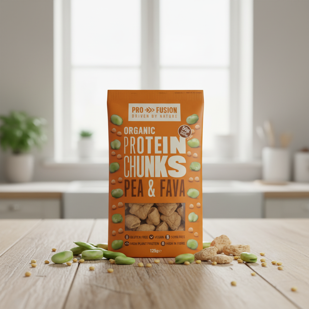 Proteină Vegetală Texturată Bio din Mazăre și Fava - Bucăți Mari (Chunks) - Profusion 125g