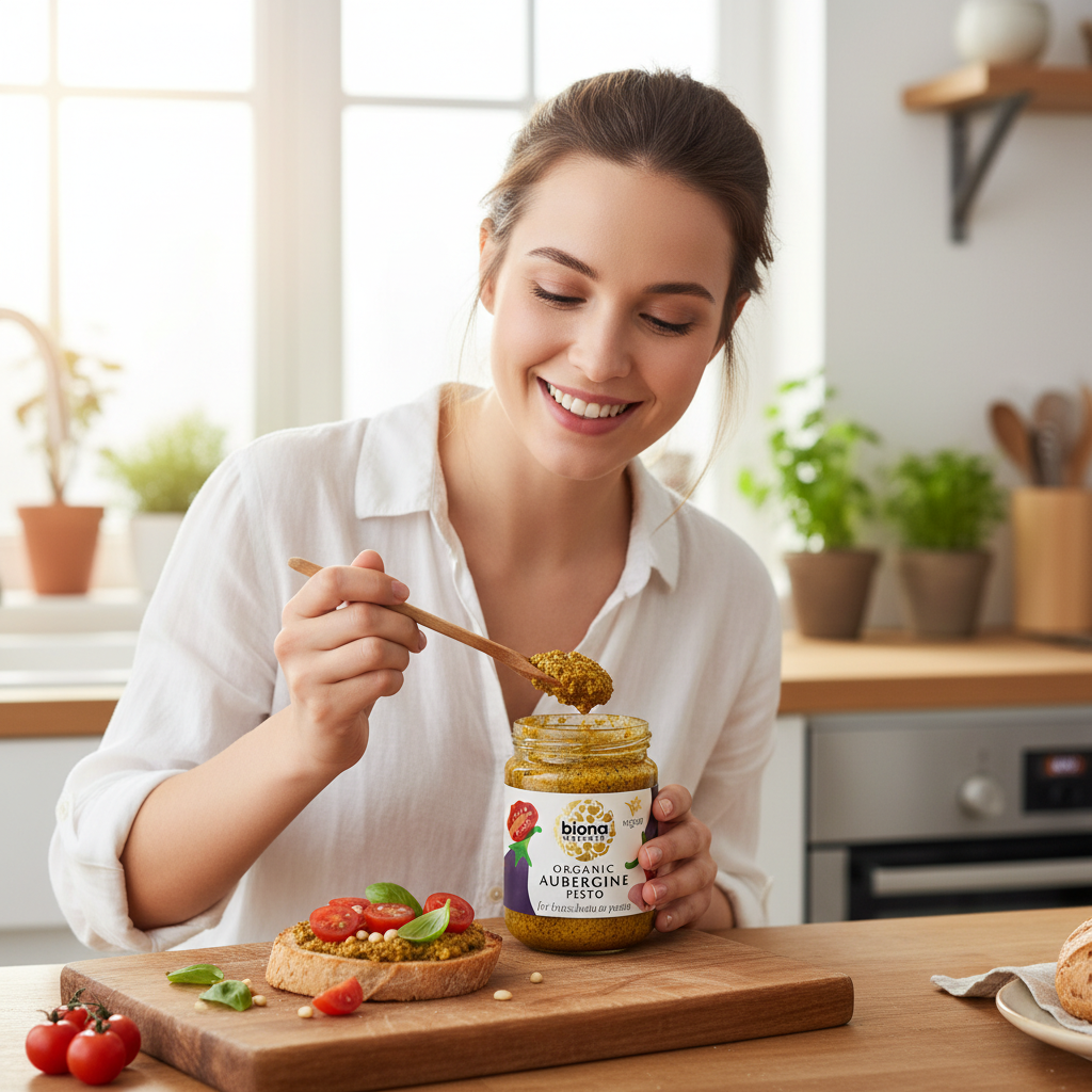 Pesto Bio din Vinete și Roșii Uscate - Biona Organic 140g 3