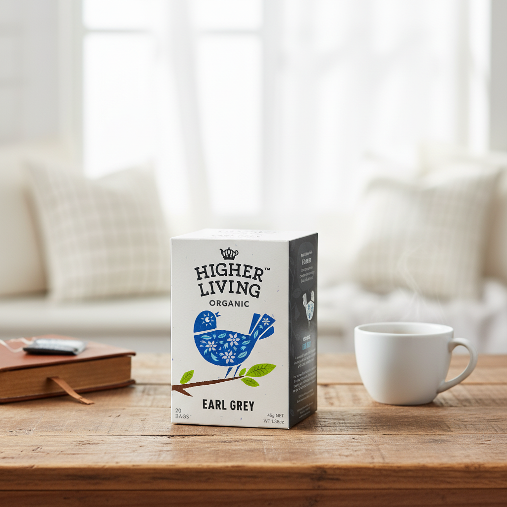 Ceai Negru Earl Grey Bio cu Ulei de Bergamotă, 20 Plicuri, Higher Living