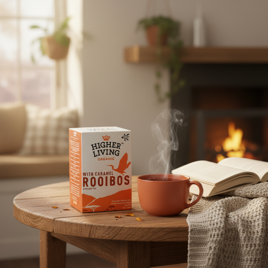 Ceai Bio Rooibos cu Caramel Higher Living: Infuzie Delicioasă Fără Cafeină, 20 Plicuri (40g) 2