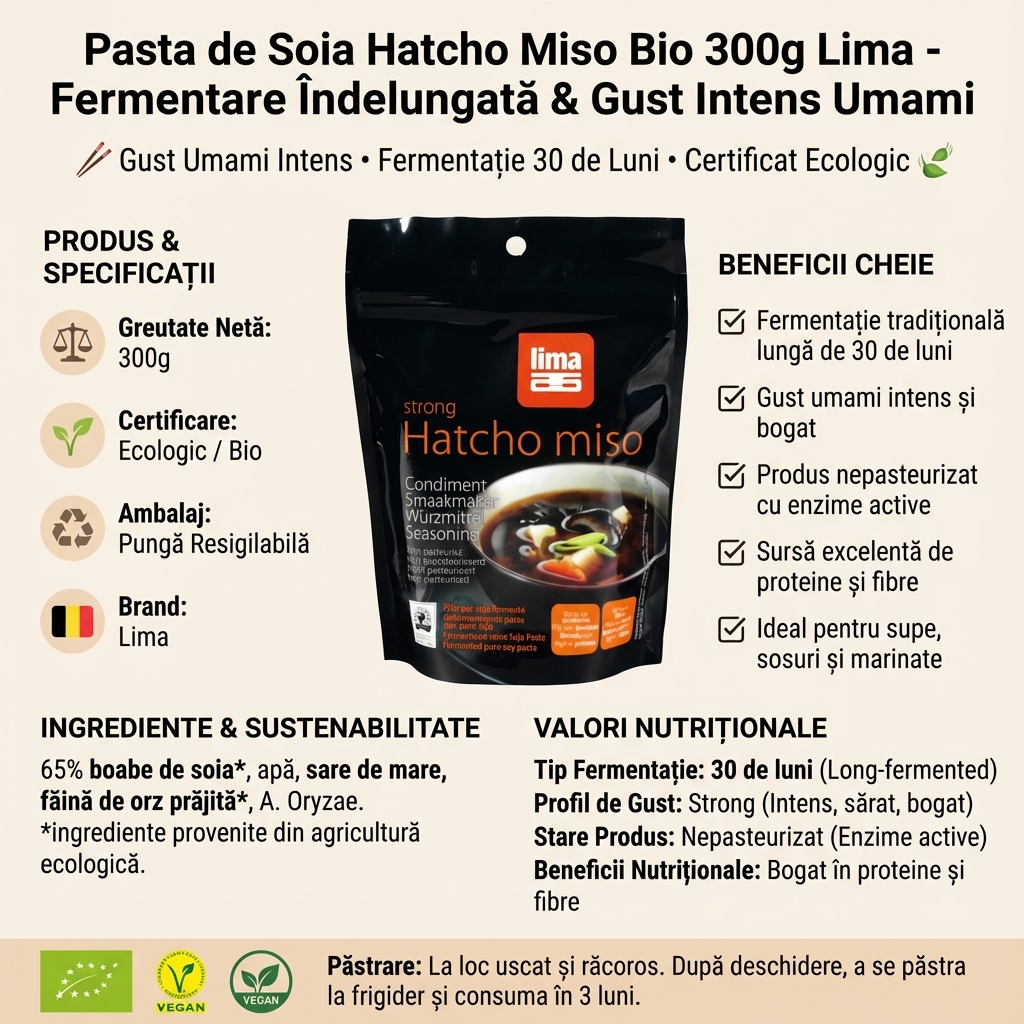 Pasta de Soia Hatcho Miso Bio 300g Lima - Fermentare Îndelungată & Gust Intens Umami 4