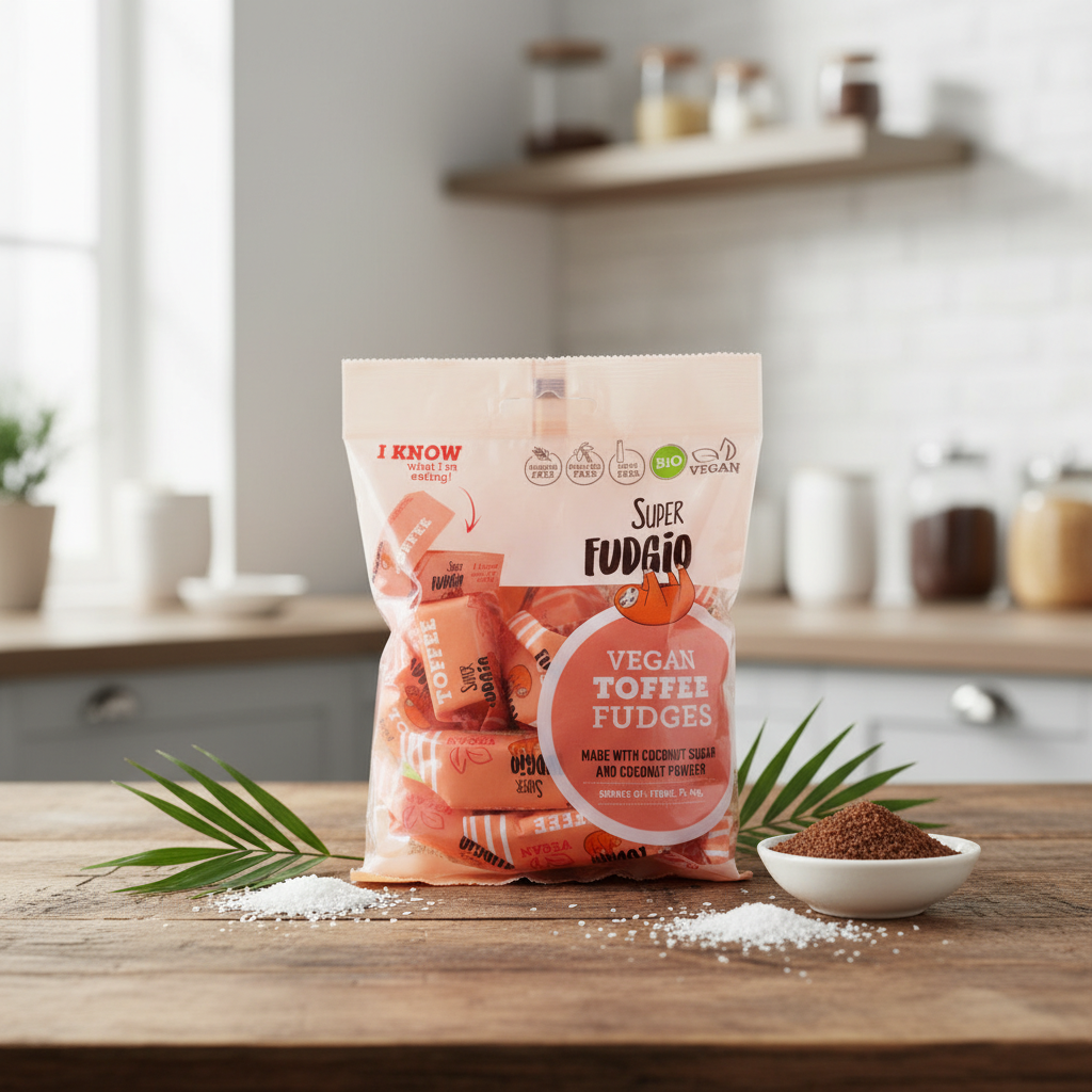 Caramele Vegane Bio cu Aromă Clasică de Toffee – Super Fudgio 150g