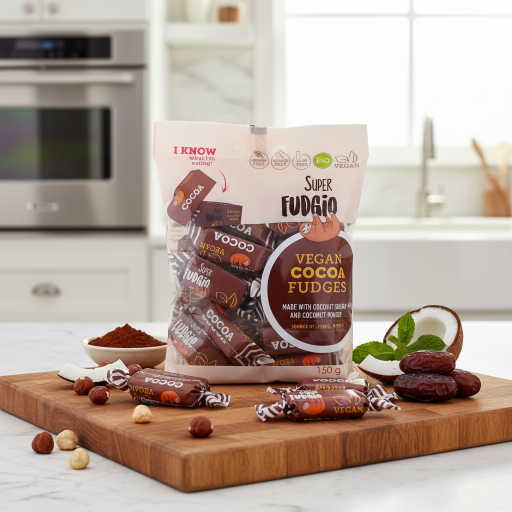 Caramele BIO cu Cacao - Deliciu Vegan Fără Gluten și Fără Lactoză Super Fudgio 150g 2