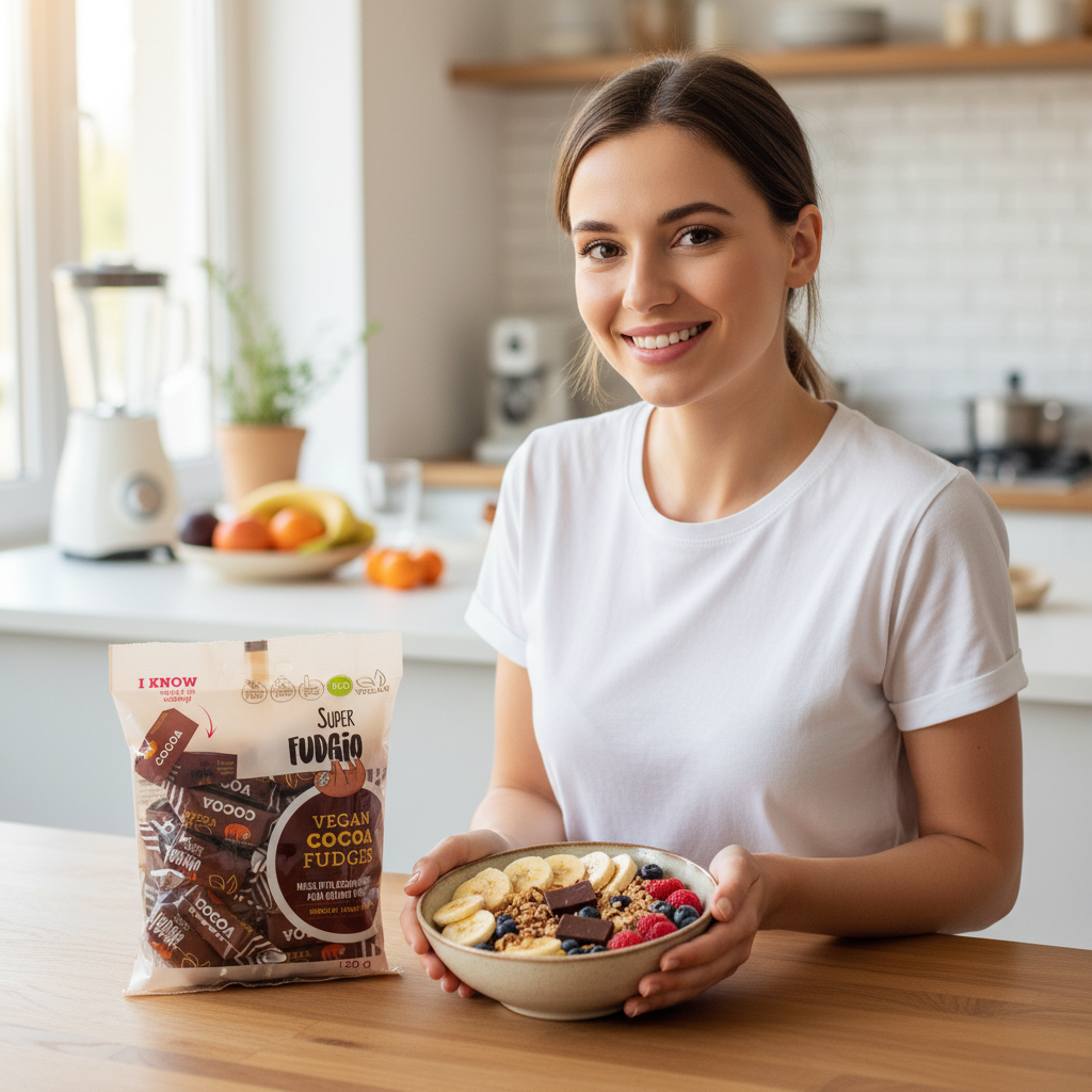 Caramele BIO cu Cacao - Deliciu Vegan Fără Gluten și Fără Lactoză Super Fudgio 150g 3