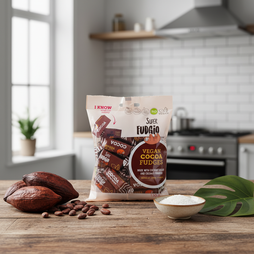 Caramele BIO cu Cacao - Deliciu Vegan Fără Gluten și Fără Lactoză Super Fudgio 150g