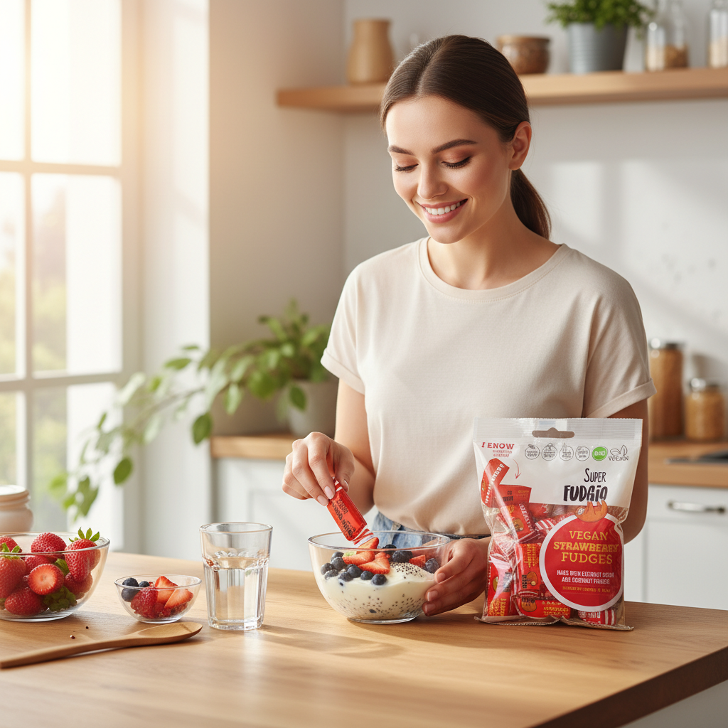 Caramele Bio cu Aromă de Căpșuni și Zahăr de Cocos - Super Fudgio 150g 3