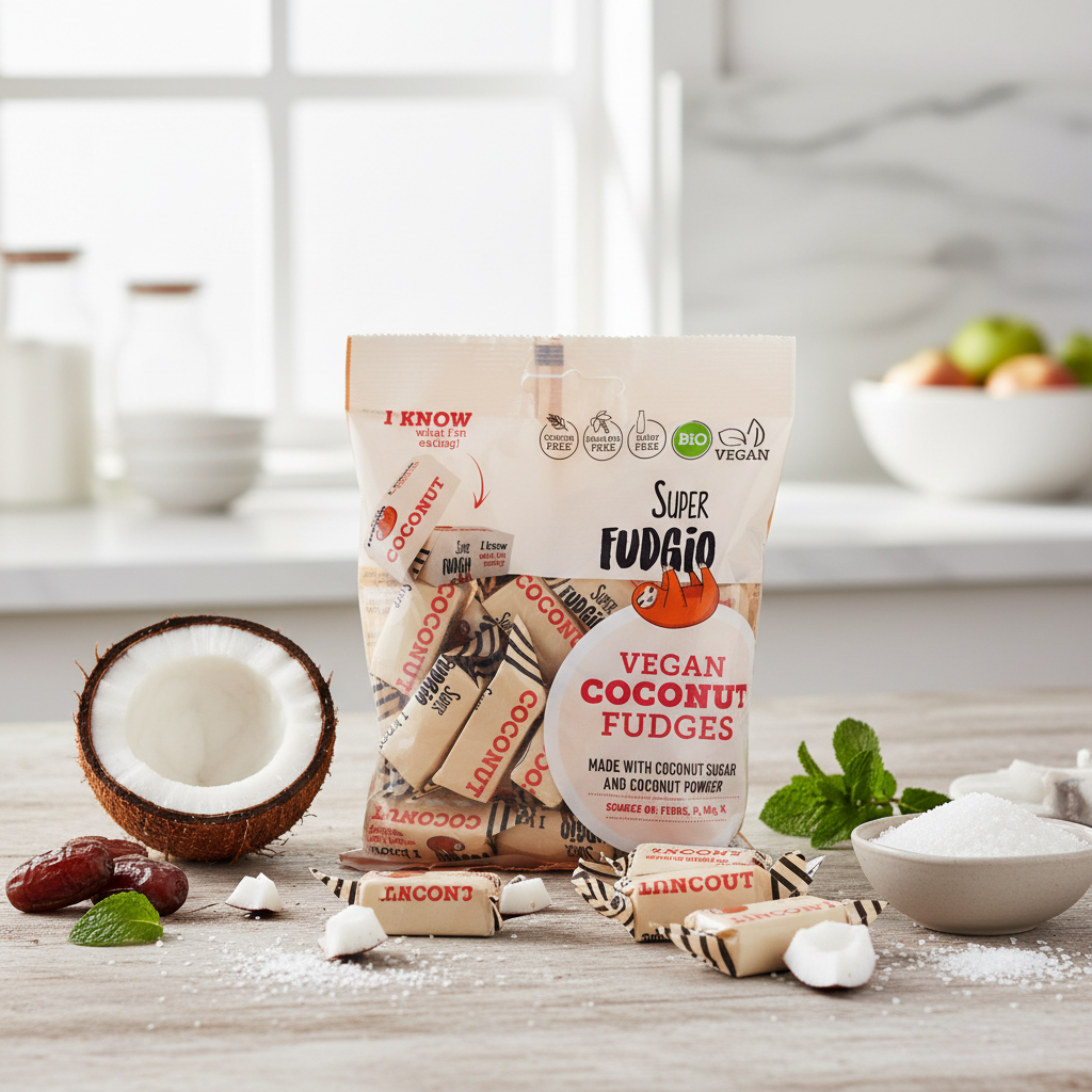 Caramele Bio Vegane cu Cocos Super Fudgio - Fără Gluten & Lactoză, Îndulcite Natural 150g 2