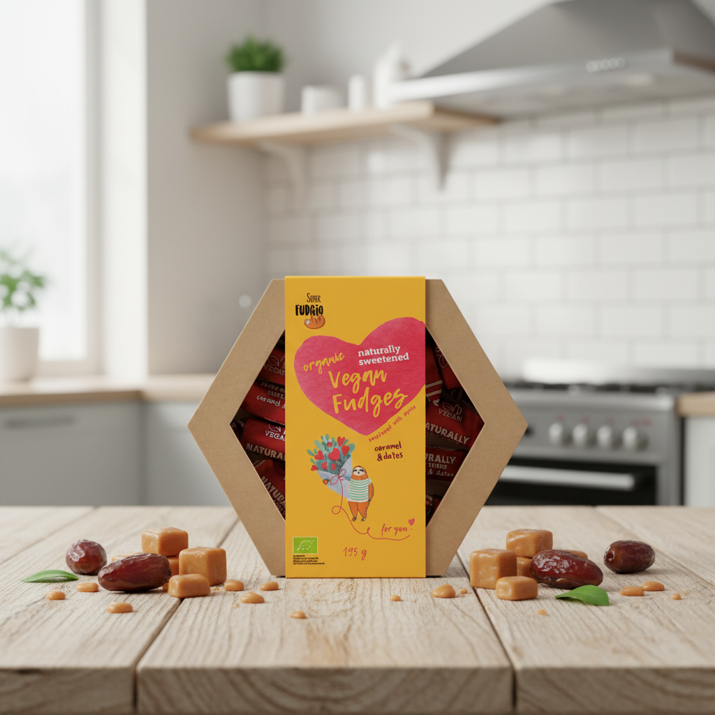 Cutie Cadou Caramele Bio Super Fudgio - Caramel și Curmale, Vegan & Fără Gluten, 195g 2