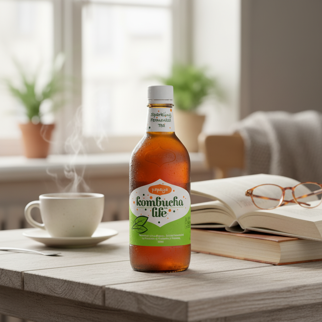 Kombucha Life cu Papaya - Băutură Fermentată Naturală cu Probiotice și Vitamine, 500ml 2