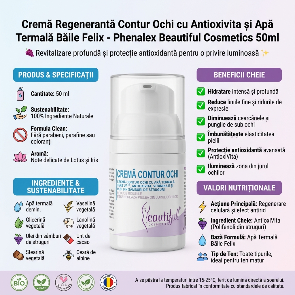 Cremă Regenerantă Contur Ochi cu Antioxivita și Apă Termală Băile Felix - Phenalex Beautiful Cosmetics 50ml 4