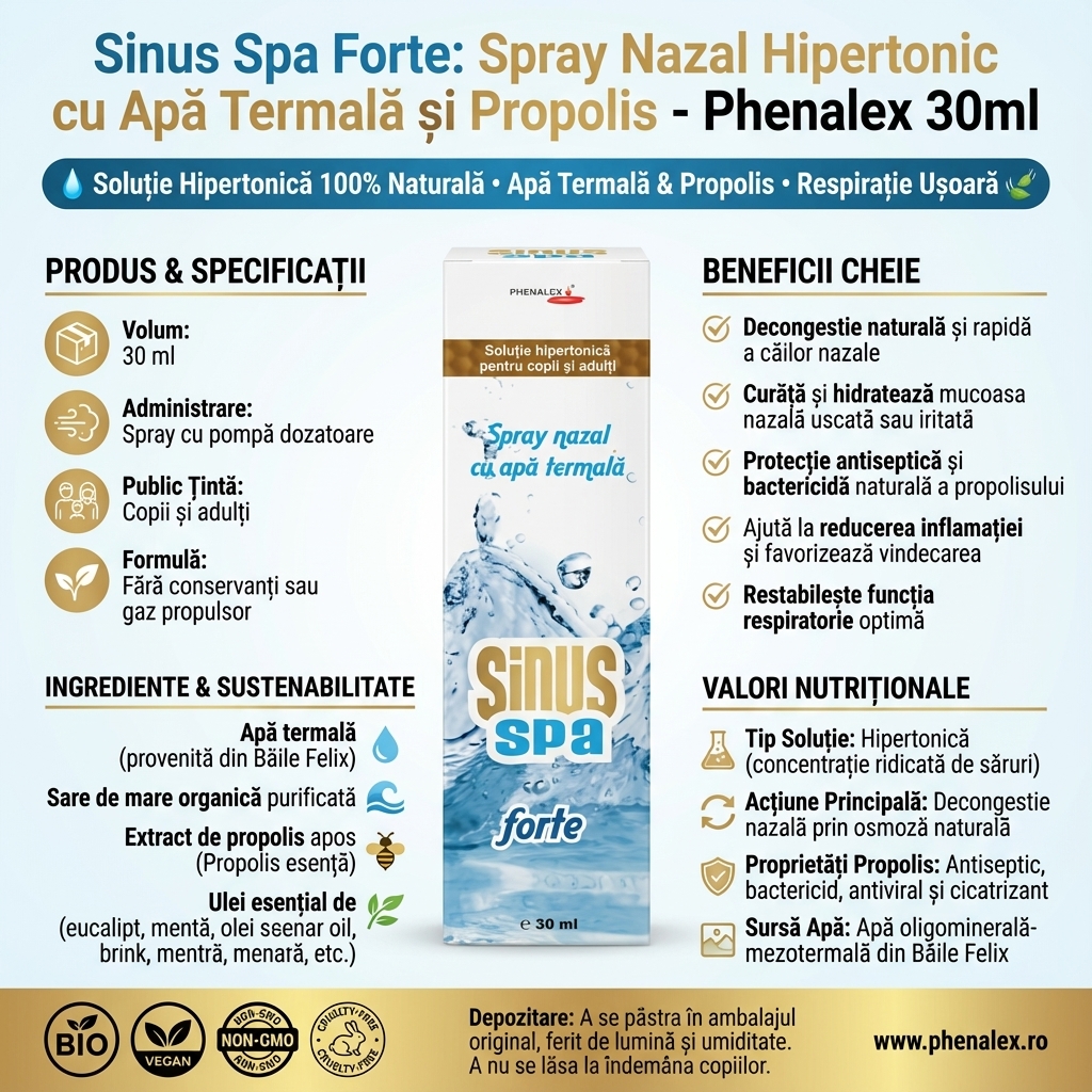 Sinus Spa Forte: Spray Nazal Hipertonic cu Apă Termală și Propolis - Phenalex 30ml 4