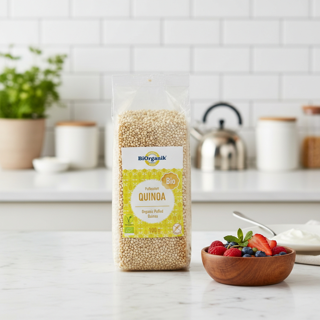 Quinoa Expandată Bio Biorganik 100g - Cereale Crocante Fără Gluten pentru Mic Dejun