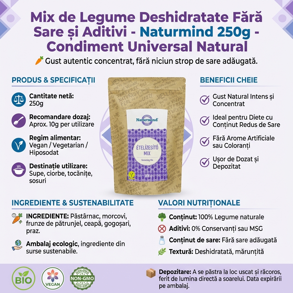 Mix de Legume Deshidratate Fără Sare și Aditivi - Naturmind 250g - Condiment Universal Natural 4