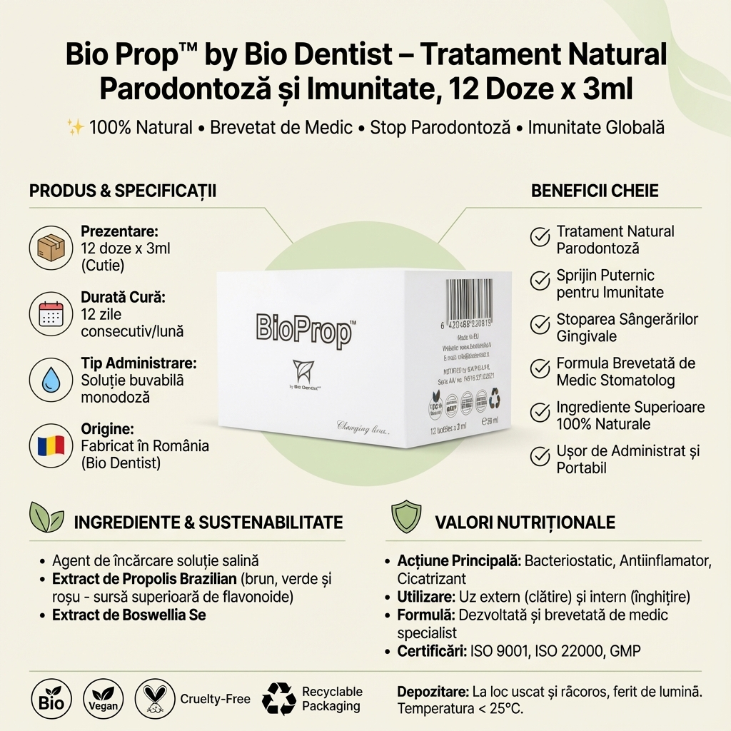 Bio Prop™ by Bio Dentist – Tratament Natural Parodontoză și Imunitate, 12 Doze x 3ml 4