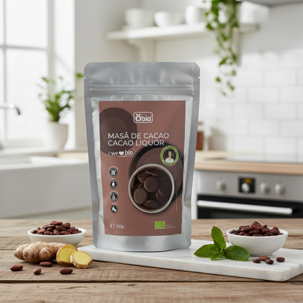 Masă de Cacao Bio Obio 250g - Baza Pură și Neîndulcită pentru Ciocolată Raw din Peru