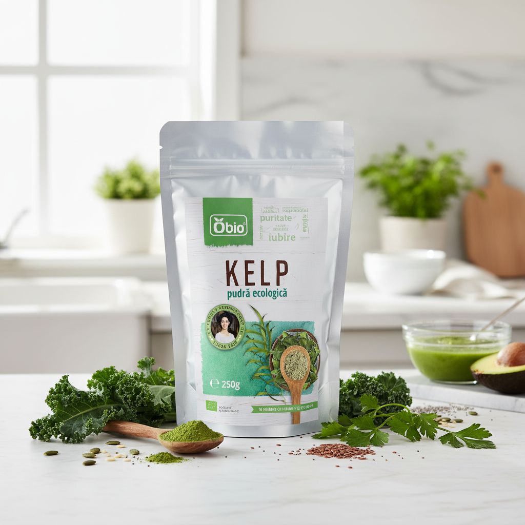 Pudră de Kelp Bio Obio 250g - Sursă Naturală de Iod pentru Susținerea Tiroidei și a Metabolismului 2