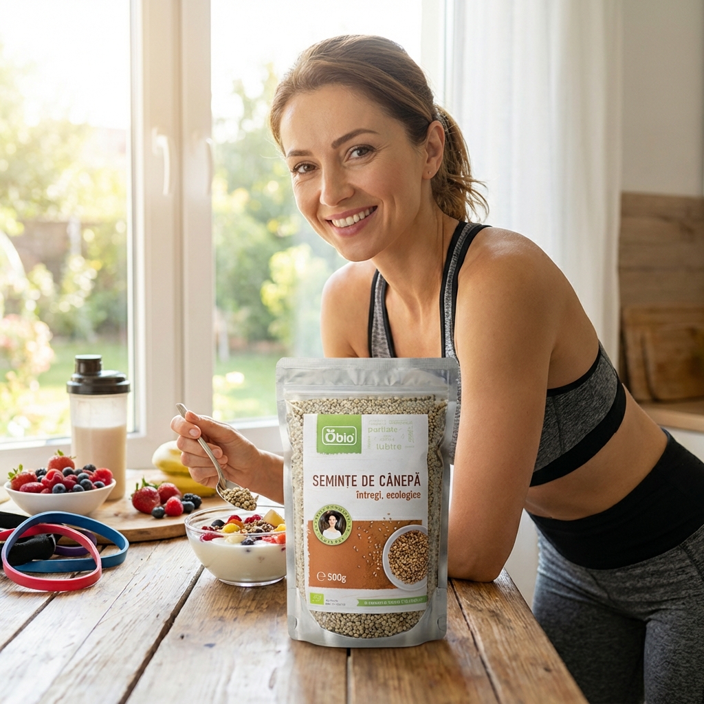 Semințe de Cânepă Bio Întregi Obio 500g - Superaliment Bogat în Proteine și Omega 3